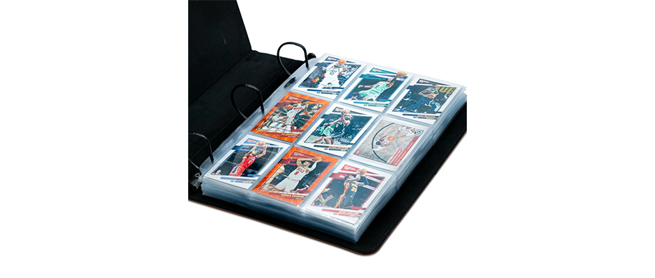 basketball-cards-in-a-ring-binder-for-storage-and-protection a BCW ring binder showcasing cards stored safely for storage and protection