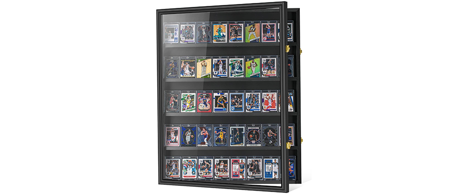 basketball-display-solutions-for-sports-card-storage-and-show A nice display shelf showing off a basketball card collection
