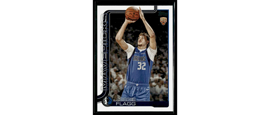 cooper-flag-rookie-card-topps-flagship-in-a-penny-sleeve Cooper Flag Rookie card placed in a protective penny sleeve