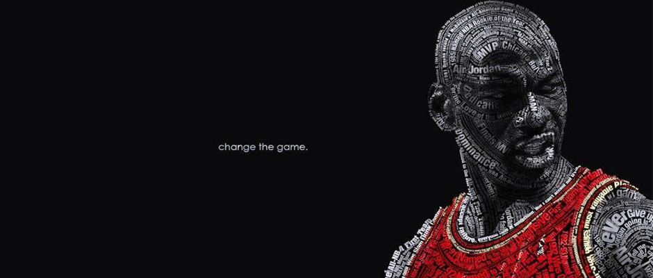 michael-jordan-basketball-cards-change-the-game Artwork of Michael Jordan showing his achievements