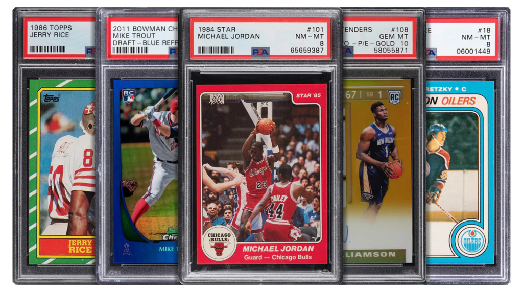 A photo of newly graded sports cards showcasing sports cards grading