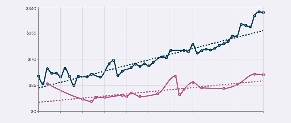 a graphic showing the growth of sports card investing growth chart