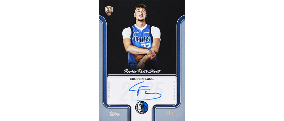 cooper-flagg-rookie-autograph-from-2025-26-topps-1-of-1 a 1/1 card of Cooper Flagg autograph odds