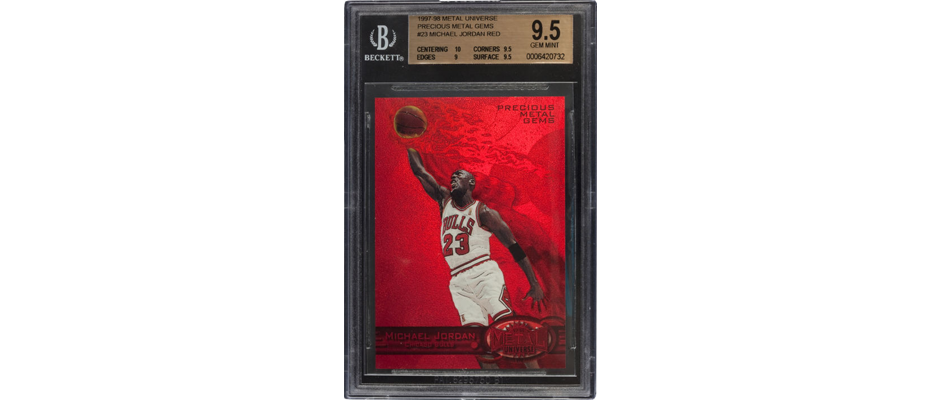 why-centering-is-crucial-for-high-value-card-grades-example-of-beckett-grading A photo of a michael jordan precious metals bgs graded card to show side grades